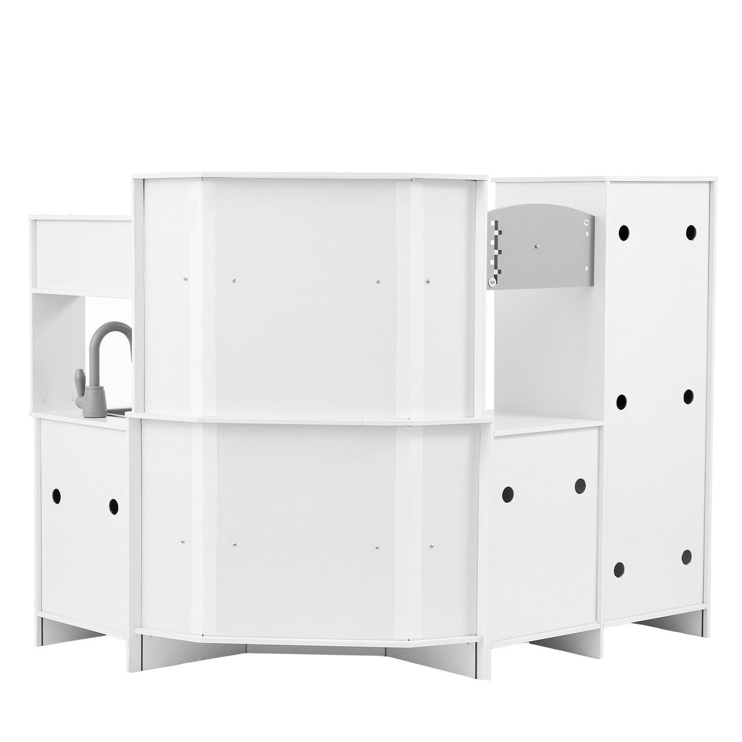 MiniChef™ Deluxe Wooden Corner Play Kitchen by Little Play World with lights, sounds, and a 24-piece cookware set in a corner design