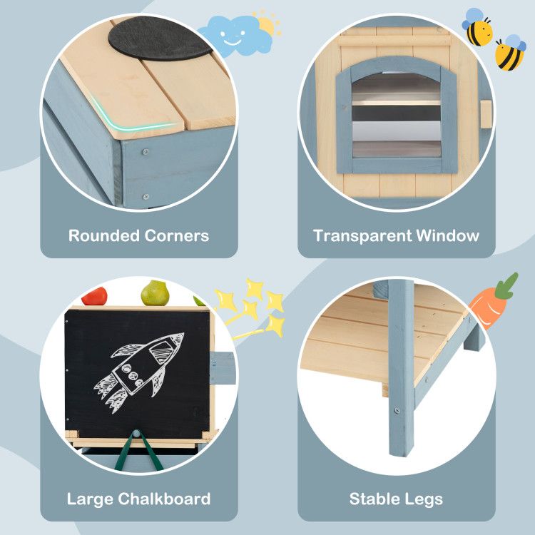 Little Play World MarketMud™ Deluxe outdoor kids mud kitchen with double-sided cooking and grocery play stations.