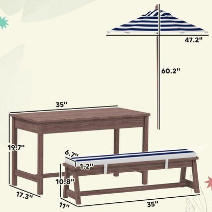 Little Play World SunHaven™ Kids outdoor picnic table set with two benches, perfect for play and outdoor activities.