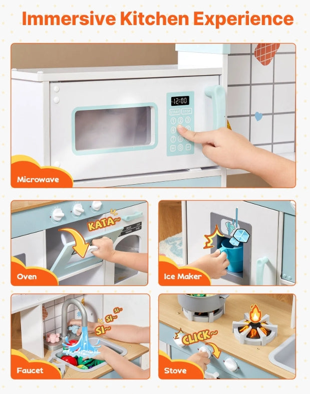LittleChef™ Kids Play Kitchen by Little Play World featuring a pretend cooking station with colorful stove, sink, and accessories.