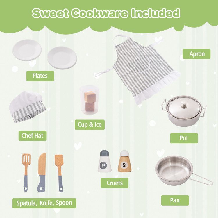 Little Play World Deluxe Kids Corner Play Kitchen Set with icemaker, stovetop, faucet, and realistic sounds for imaginative play.