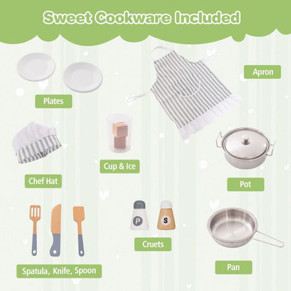 Little Play World Deluxe Kids Corner Play Kitchen Set with icemaker, stovetop, faucet, and realistic sounds for imaginative play.