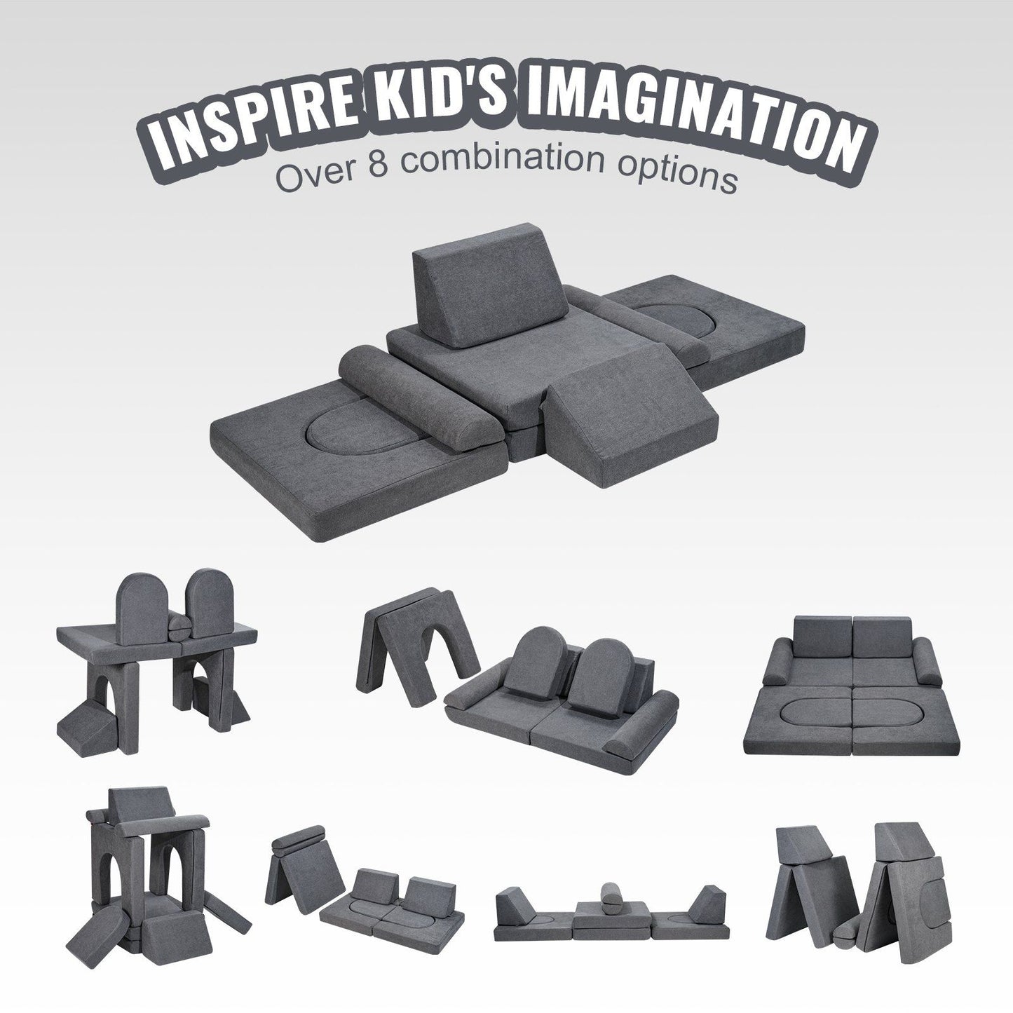 Little Play World CozyCraft™ Kids Play Couch, toddler-friendly modular sofa and bed for imaginative play and comfort.