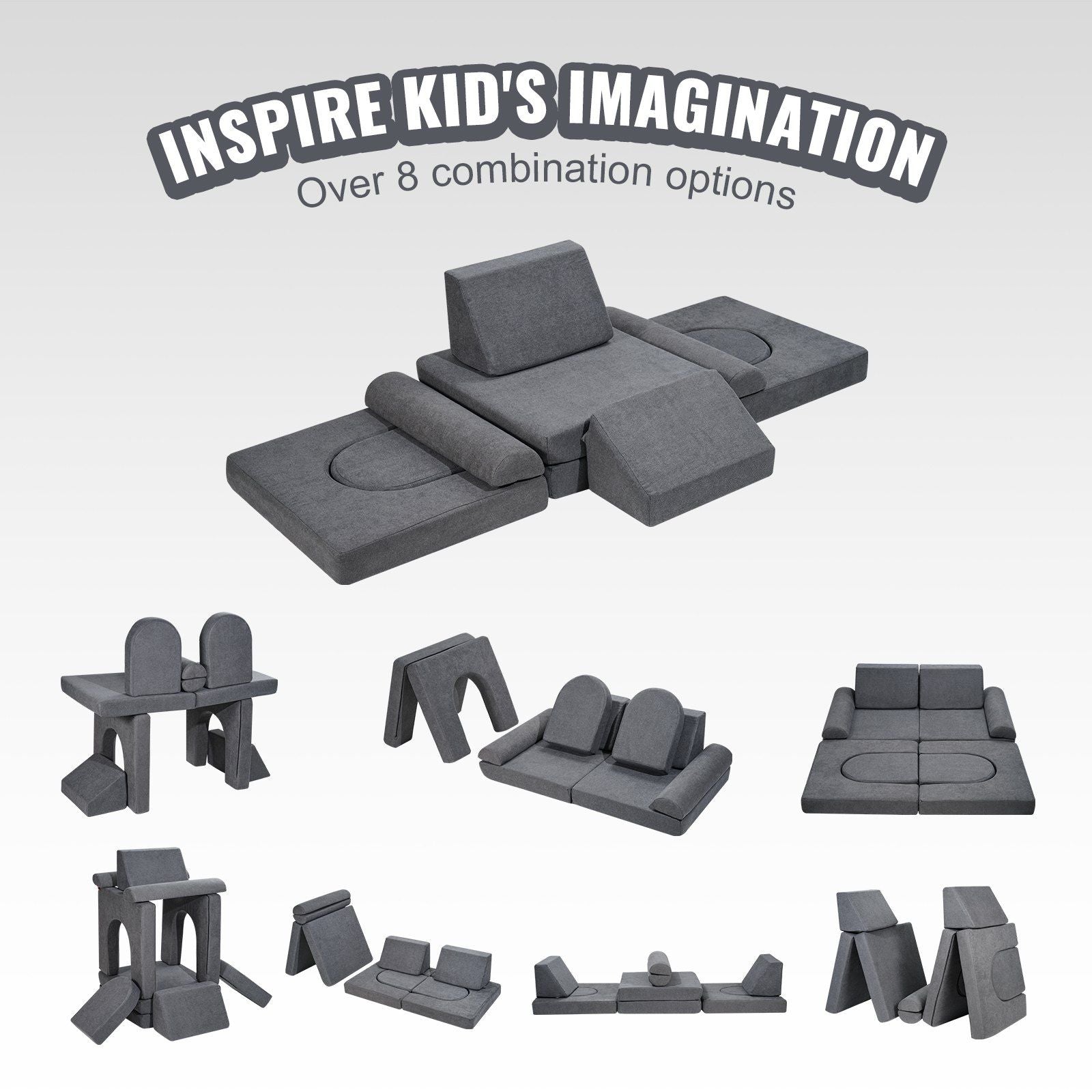 Little Play World CozyCraft™ Kids Play Couch, toddler-friendly modular sofa and bed for imaginative play and comfort.