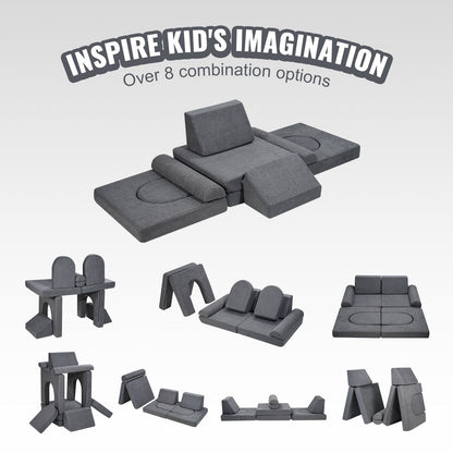 Little Play World CozyCraft™ Kids Play Couch, toddler-friendly modular sofa and bed for imaginative play and comfort.