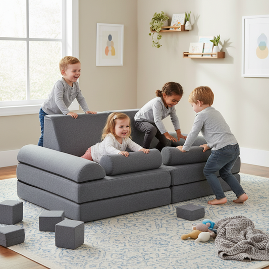 Little Play World CozyCraft™ Kids Play Couch, toddler sofa and bed, modular play couch for children with colorful design
