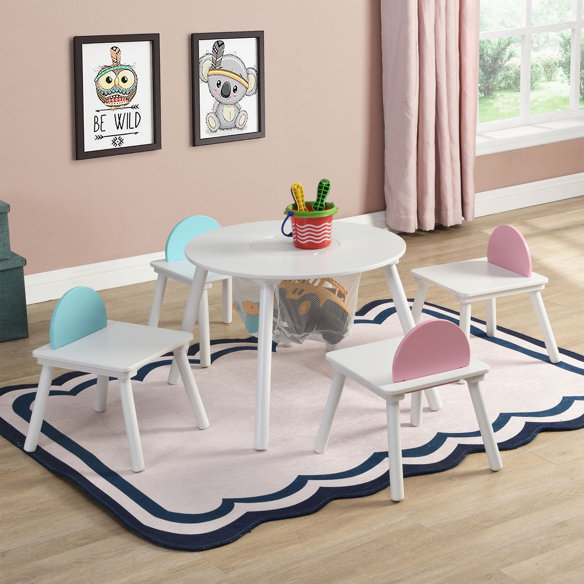 LittleHaven™ 5-piece wooden toddler activity table and chair set by Little Play World, ideal for play, crafts, and reading.