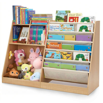 WonderNook Kids Bookshelf and Toy Organizer by Little Play World with open shelves and storage compartments