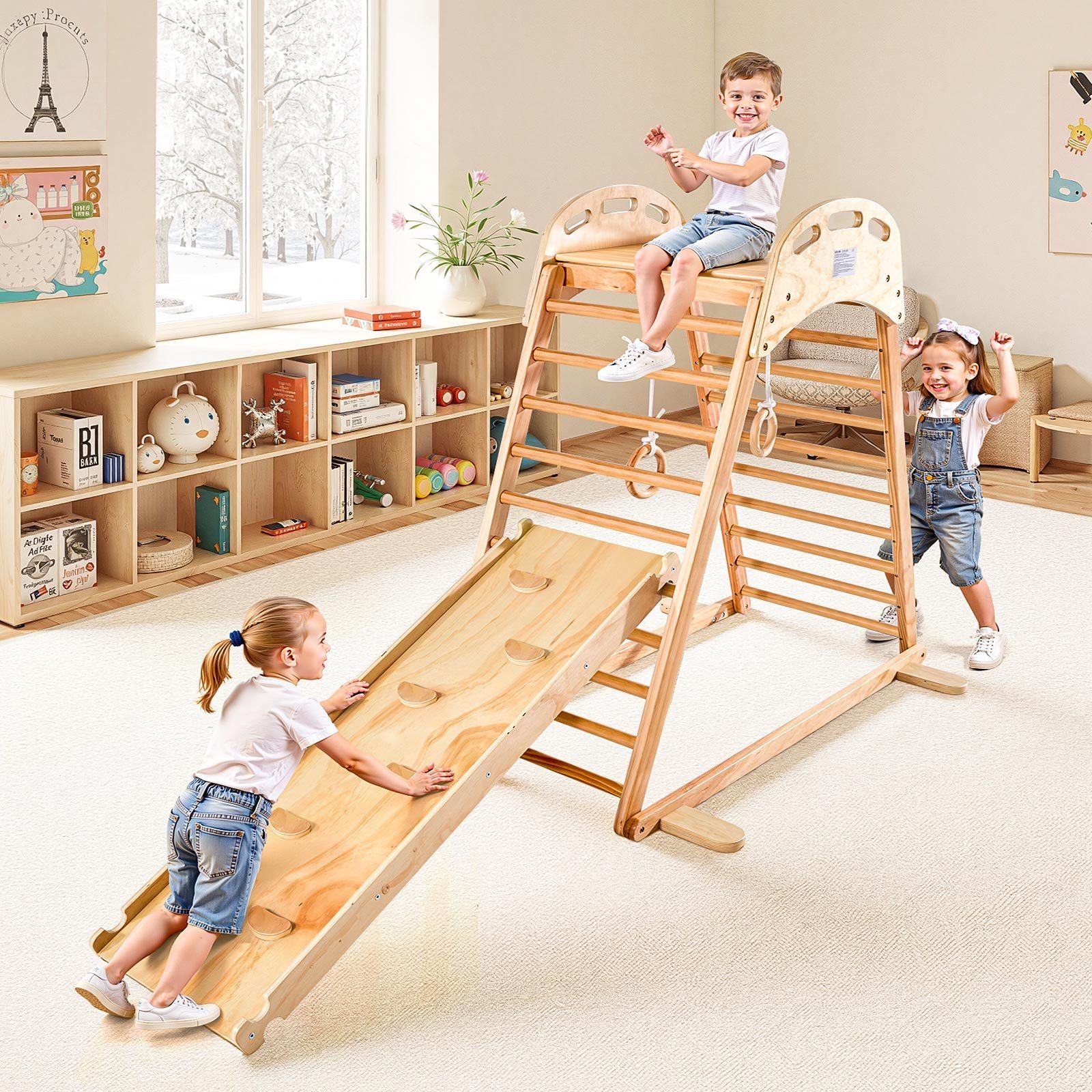 Little Play World PeakPath™ indoor kids play gym with colorful climbing frames and soft play mats for active indoor fun.