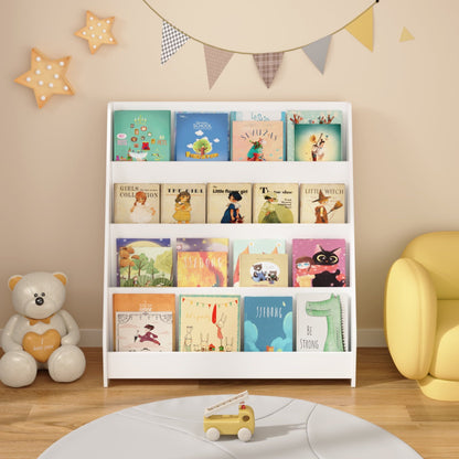 Storyhaven 4-tier kids bookshelf by Little Play World, displaying books in four open shelves