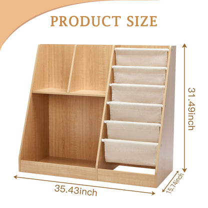 Little Play World WonderNook kids bookshelf and toy organizer with open shelves and storage compartments