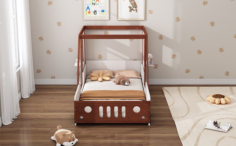 Little Play World VictoryLane™ Kids Car Bed in twin size, featuring a fun race car design for boys and girls.