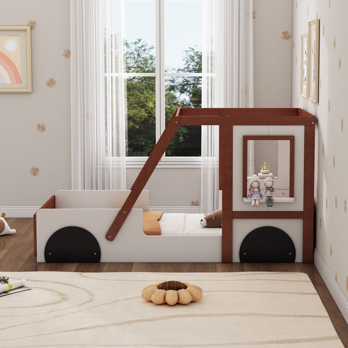 Little Play World VictoryLane™ Kids Car Bed, twin-size kids bed with a fun car-shaped design for boys and girls.