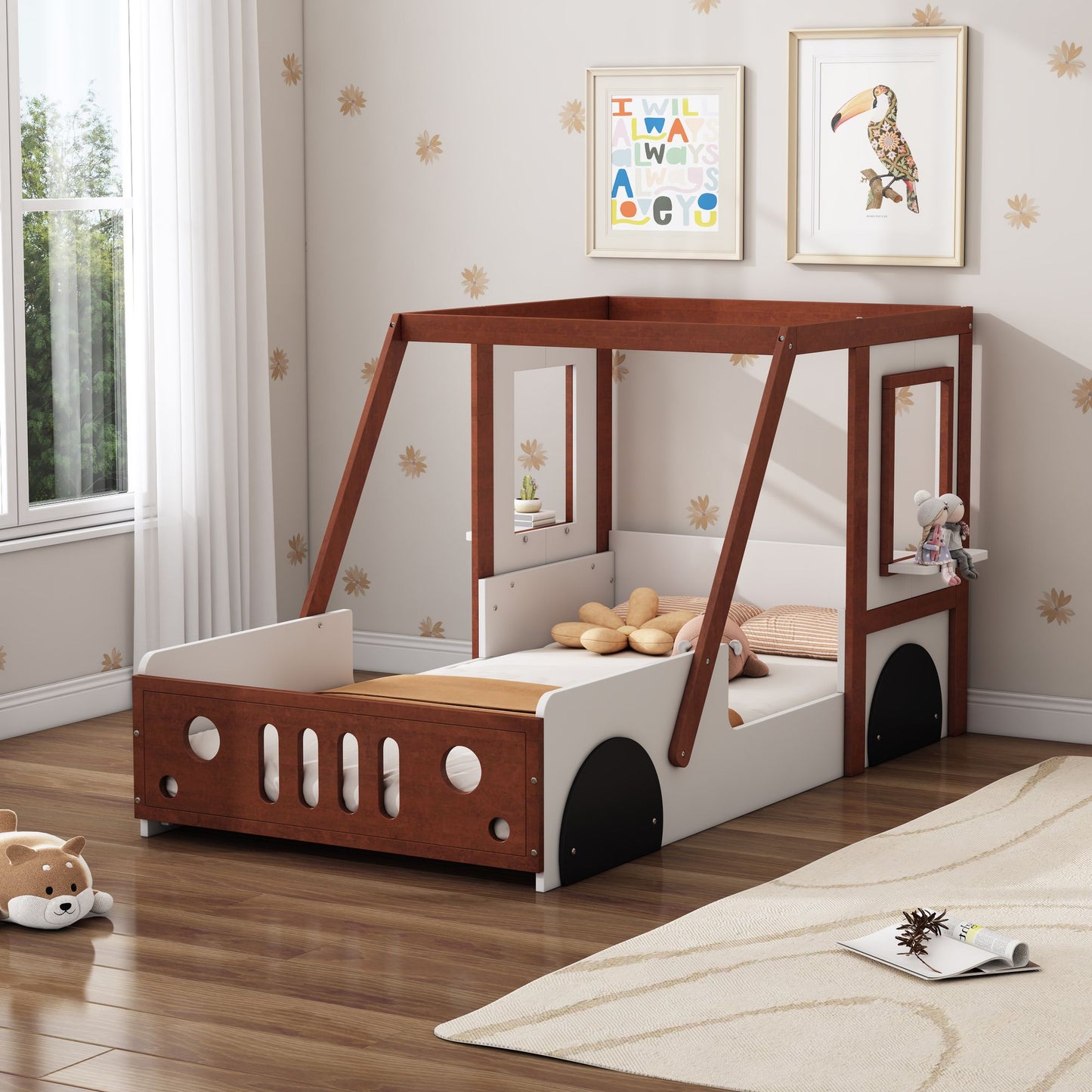 Little Play World VictoryLane™ Kids Car Bed, twin-size kids bed with fun car-shaped design for boys and girls.