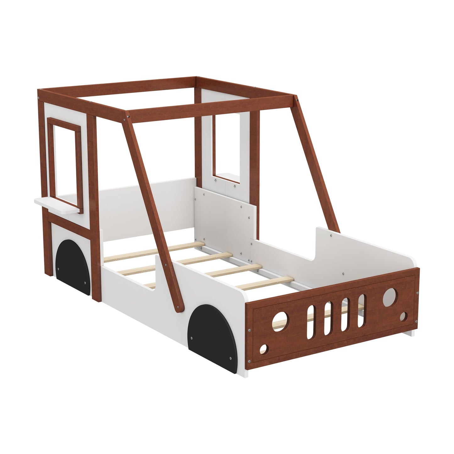 Little Play World VictoryLane™ Kids Car Bed, twin-size kids bed with a fun car shape for boys and girls, playful bedroom furniture.