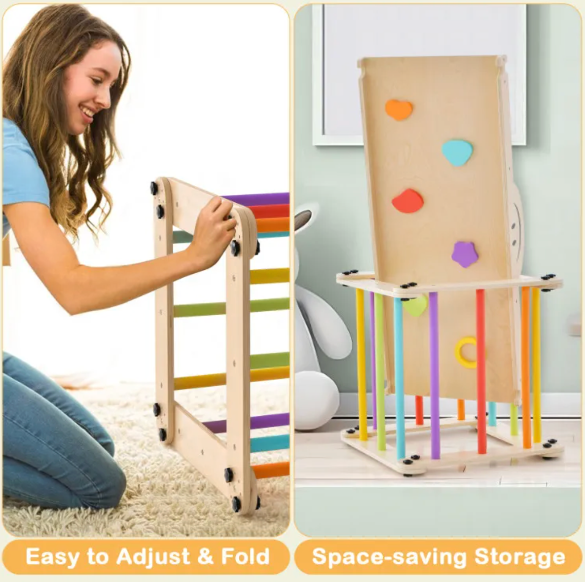 5in1 Montessori Climbing Set: Climbing Ladder + Climbing Ramp + Slide Board + Seesaw + Stepstool - Little Play World Store