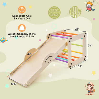 5in1 Montessori Climbing Set: Climbing Ladder + Climbing Ramp + Slide Board + Seesaw + Stepstool - Little Play World Store