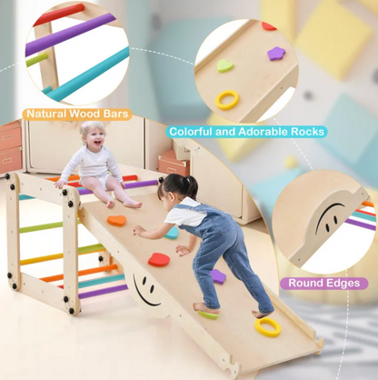 5in1 Montessori Climbing Set: Climbing Ladder + Climbing Ramp + Slide Board + Seesaw + Stepstool - Little Play World Store