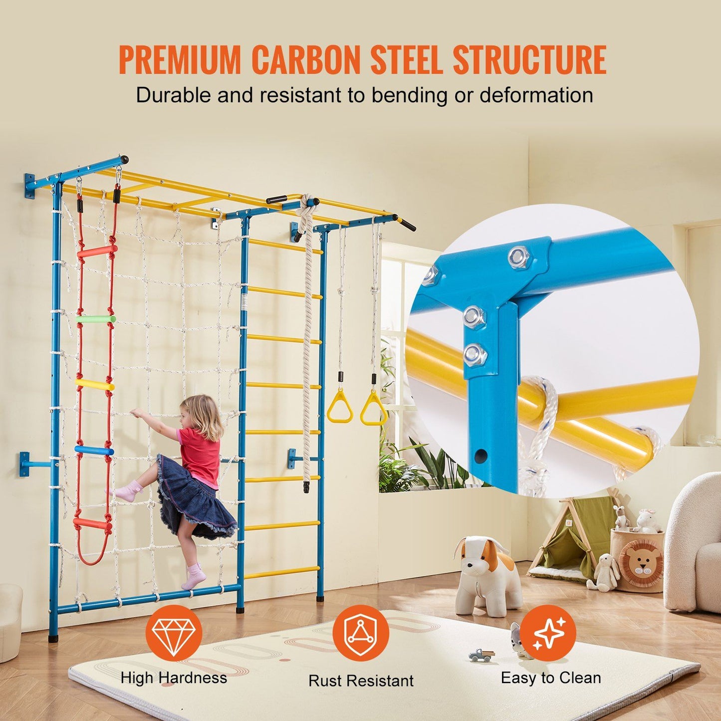 Little Play World 7-in-1 Swedish Ladder Wall Gym for kids, indoor wooden climbing and activity set with various play features.