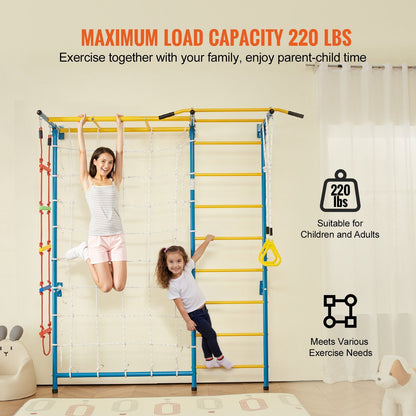 Little Play World 7-in-1 Swedish Ladder Wall Gym for kids, indoor wooden climbing and activity play set with ladder and climbing features.