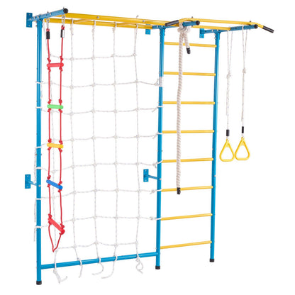 Little Play World 7-in-1 Swedish Ladder Wall Gym, indoor wooden climber and activity set for kids to enjoy active play.