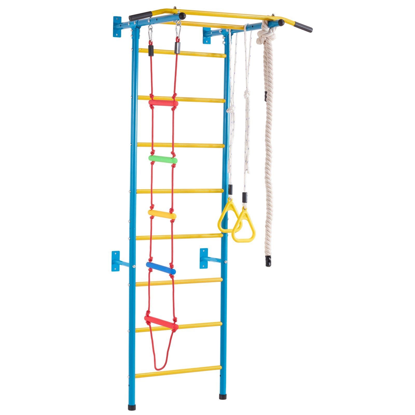Little Play World NordicClimb Swedish Wall Gym indoor kids play gym with colorful climbing panels and safety features.