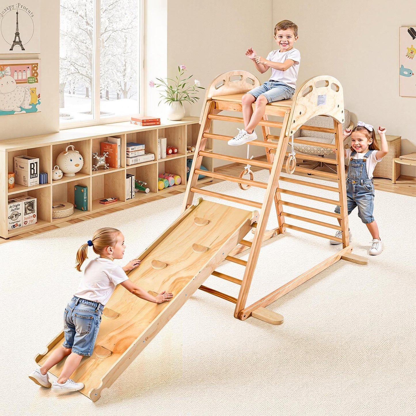 Little Play World PeakPath™ Indoor Adventure Gym for Kids, colorful indoor kids play gym with climbing and play features.
