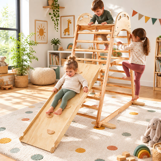 Little Play World PeakPath indoor kids adventure gym with colorful climbing structures and play area for children.