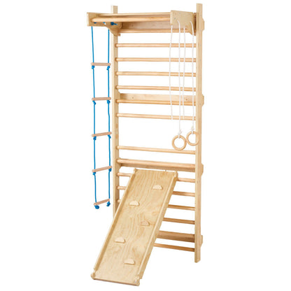 Little Play World ExplorerClimb™ indoor wooden kids' wall gym with Swedish ladder and climbing activity set for active play.