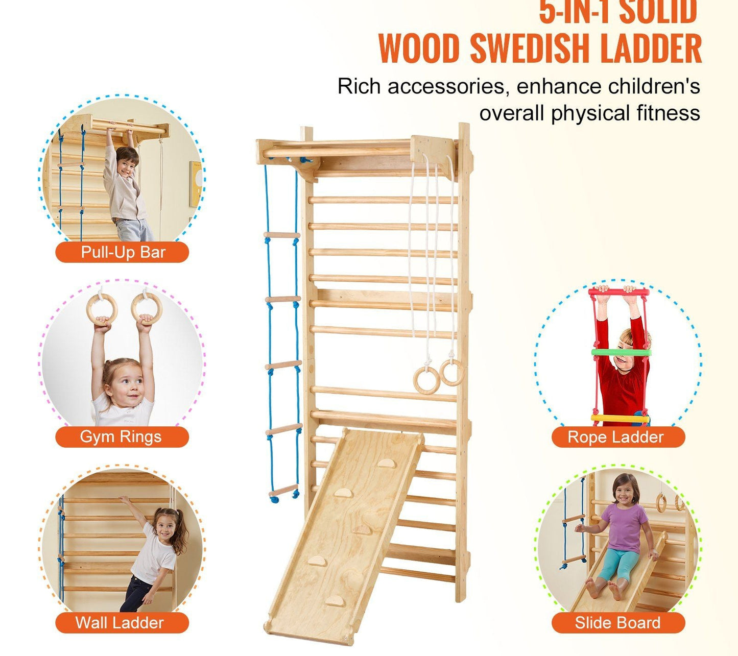 Little Play World ExplorerClimb™ indoor wooden wall gym for kids, featuring a Swedish ladder and climbing activity set.