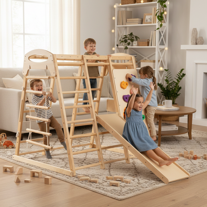 Little Play World Woodland Climb indoor jungle gym for kids with climbing and play features