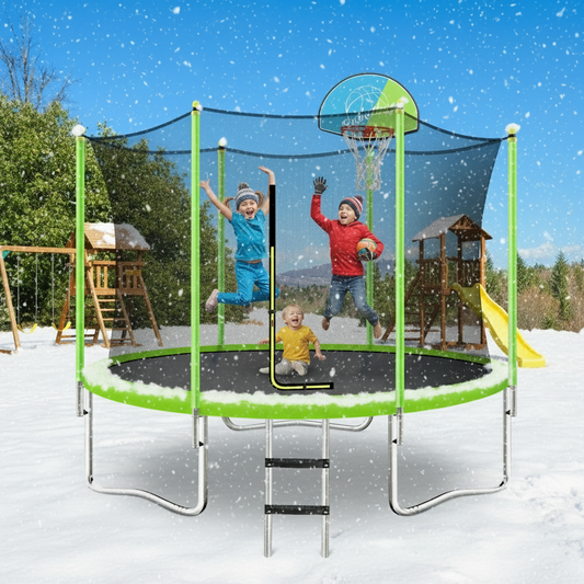 AeroBounce™ Premium Outdoor Trampoline with Safety Net, Ladder & Basketball Hoop - Little Play World Store