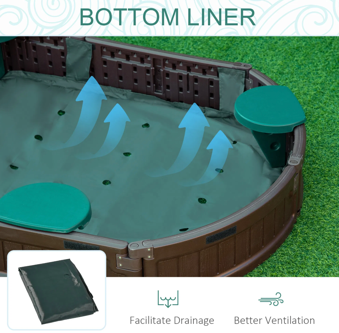 Kids Sandbox with Cover, 4 Corner Seats & Bottom Liner for Backyard and Outdoor Play - Little Play World Store