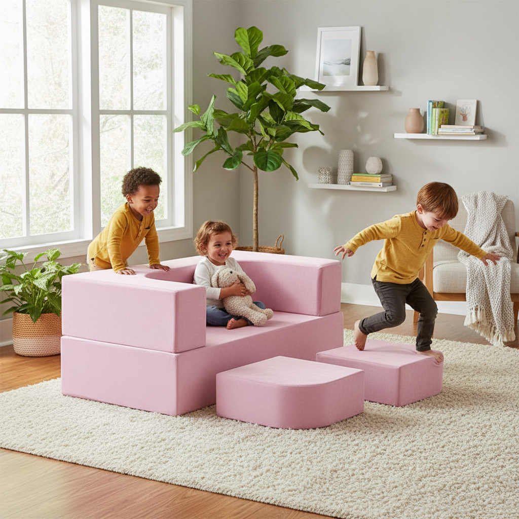 WonderNest™ Kids Modular Play Couch – 28D High-Density Foam, Convertible Nugget-Style Toddler Sofa - Little Play World Store