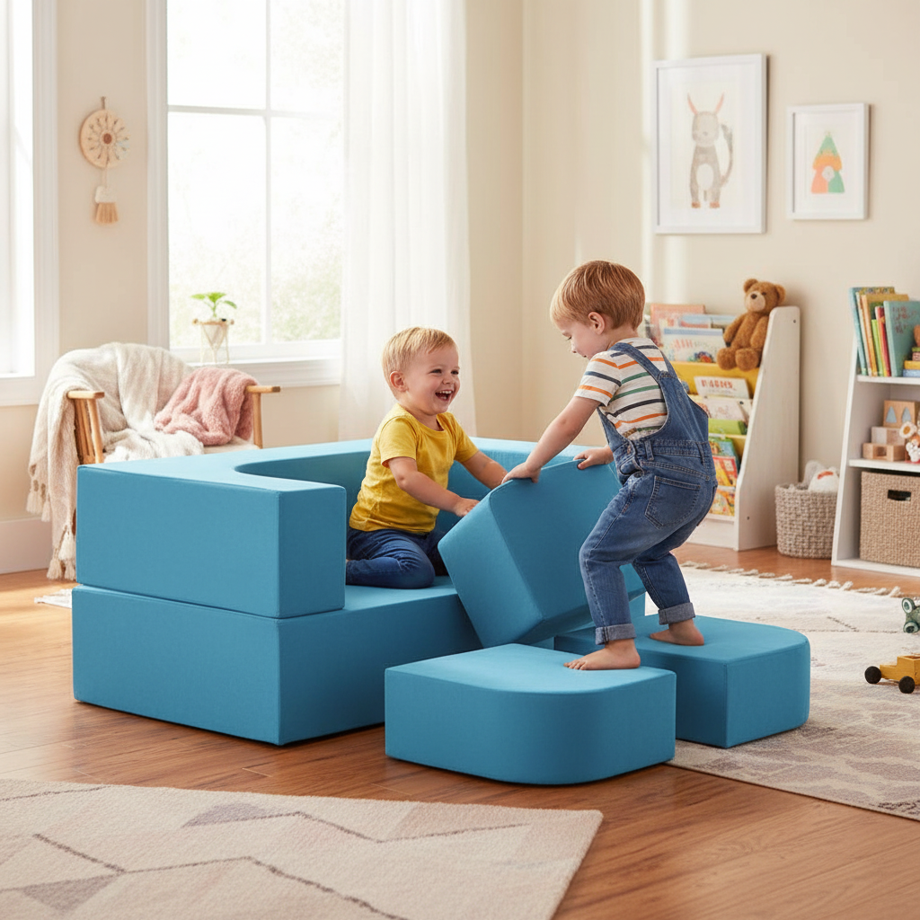 WonderNest™ Kids Modular Play Couch – 28D High-Density Foam, Convertible Nugget-Style Toddler Sofa - Little Play World Store