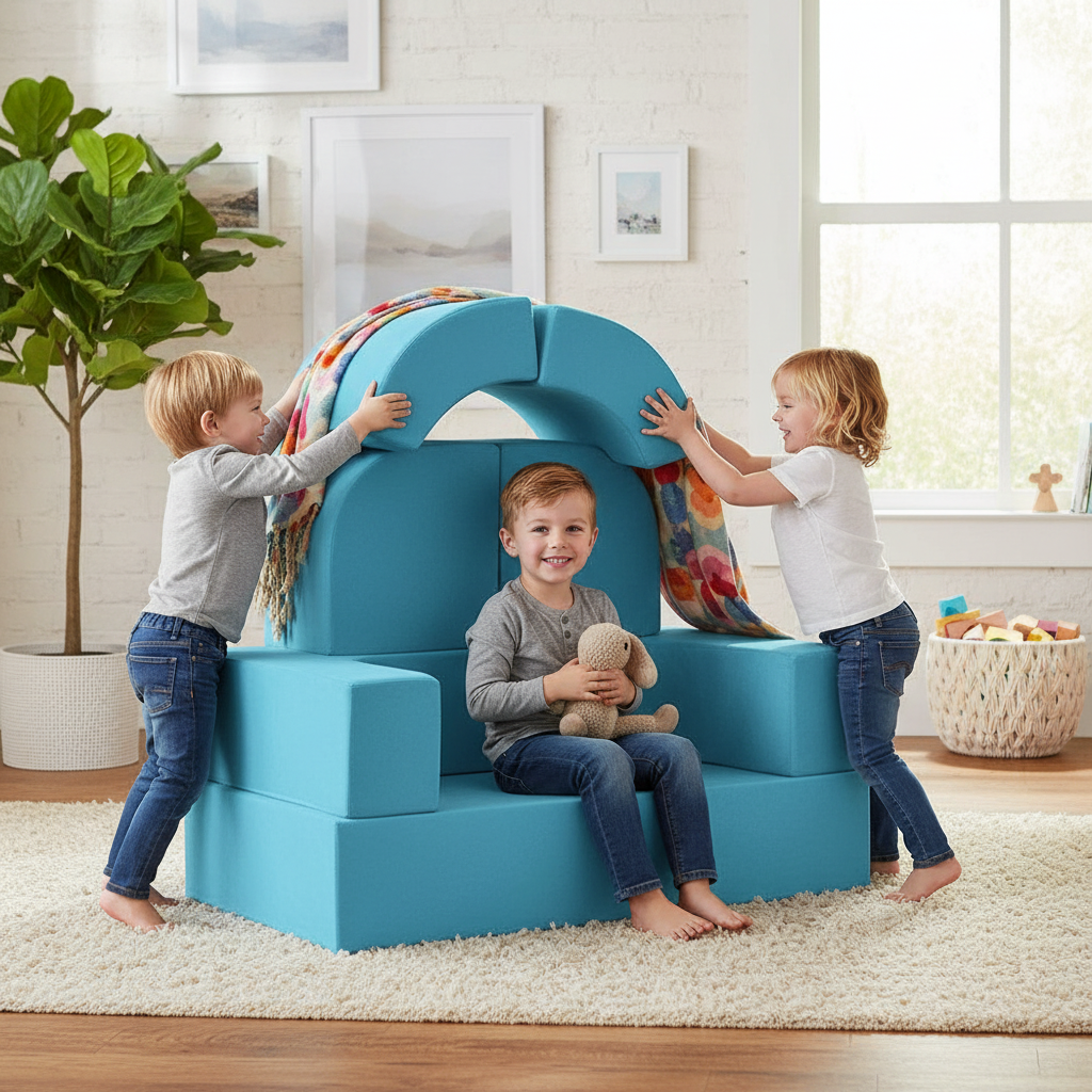 WonderNest™ Kids Modular Play Couch – 28D High-Density Foam, Convertible Nugget-Style Toddler Sofa - Little Play World Store