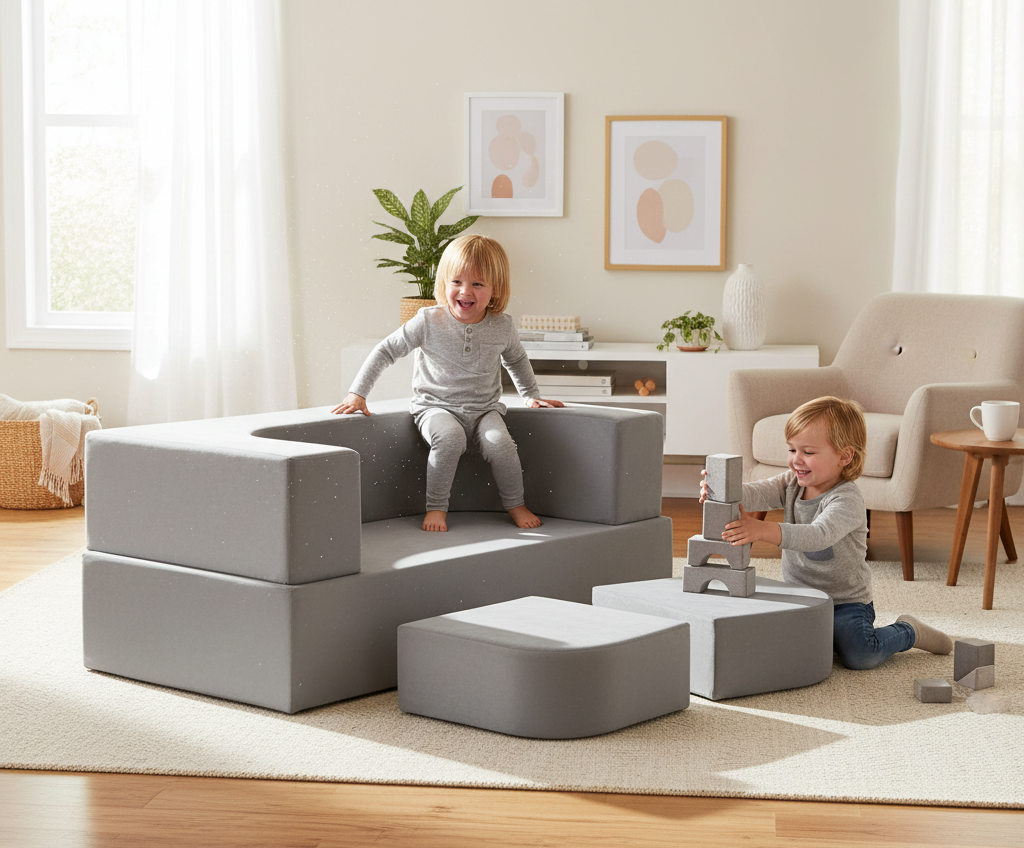 WonderNest™ Kids Modular Play Couch – 28D High-Density Foam, Convertible Nugget-Style Toddler Sofa - Little Play World Store