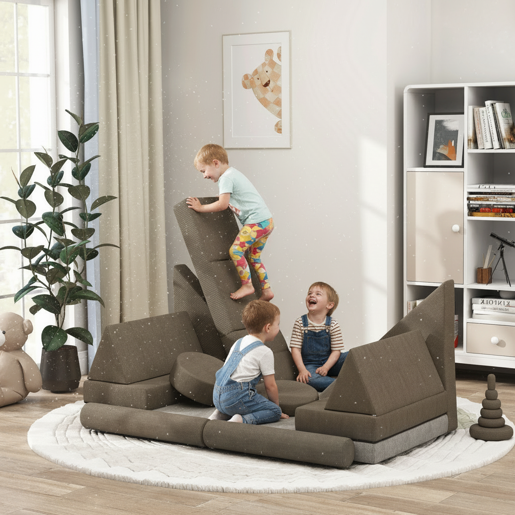 CozyCrafters™ Kids Nugget Play Couch – Modular Foam Sofa Set for Building, Lounging & Creative Play - Little Play World Store