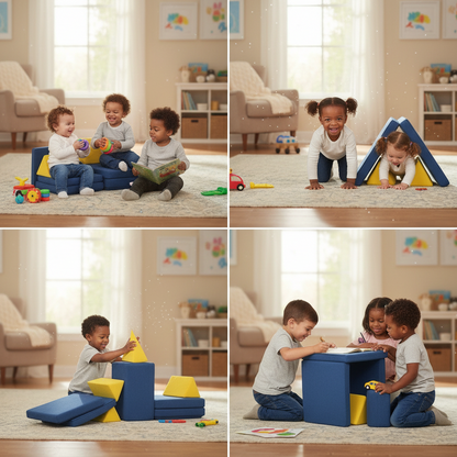 DreamBlocks™ Modular Kids Play Couch – Convertible Nugget-Style Sofa Set with Washable Covers - Little Play World Store