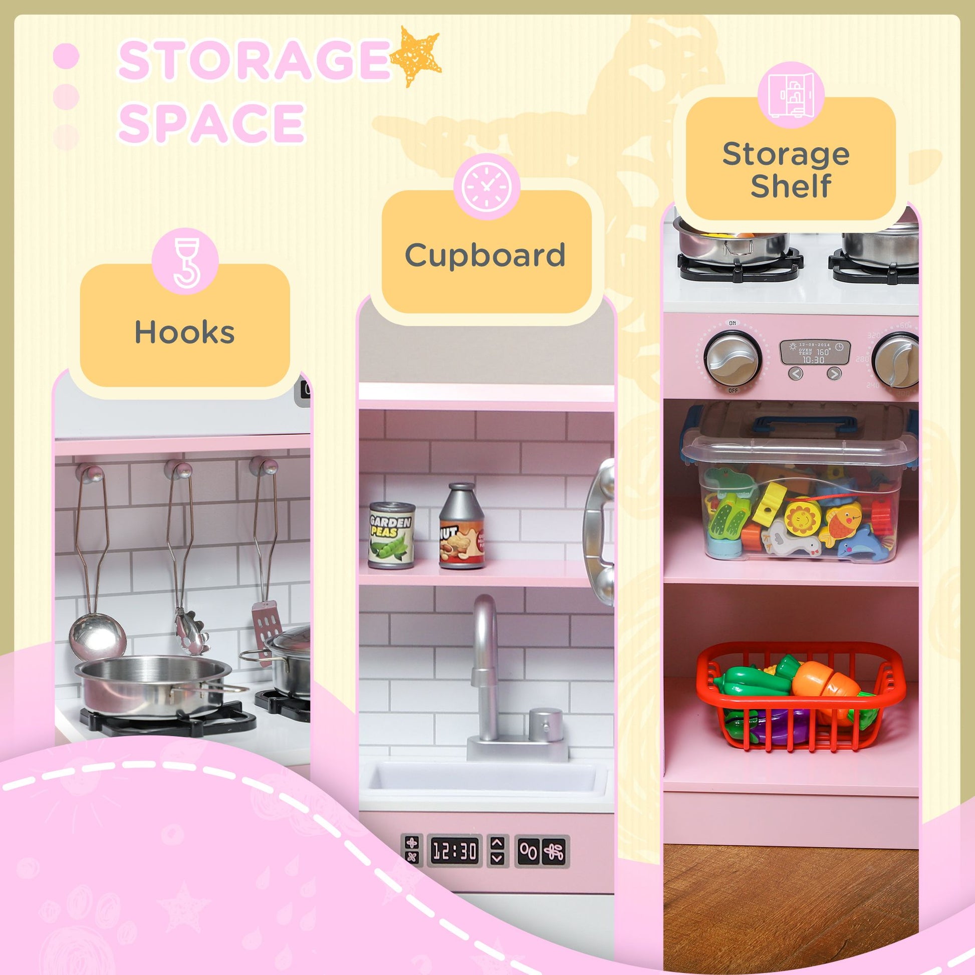 Little Play World DreamKitchen Deluxe kids play kitchen set with stove, sink, and storage shelves for imaginative play.