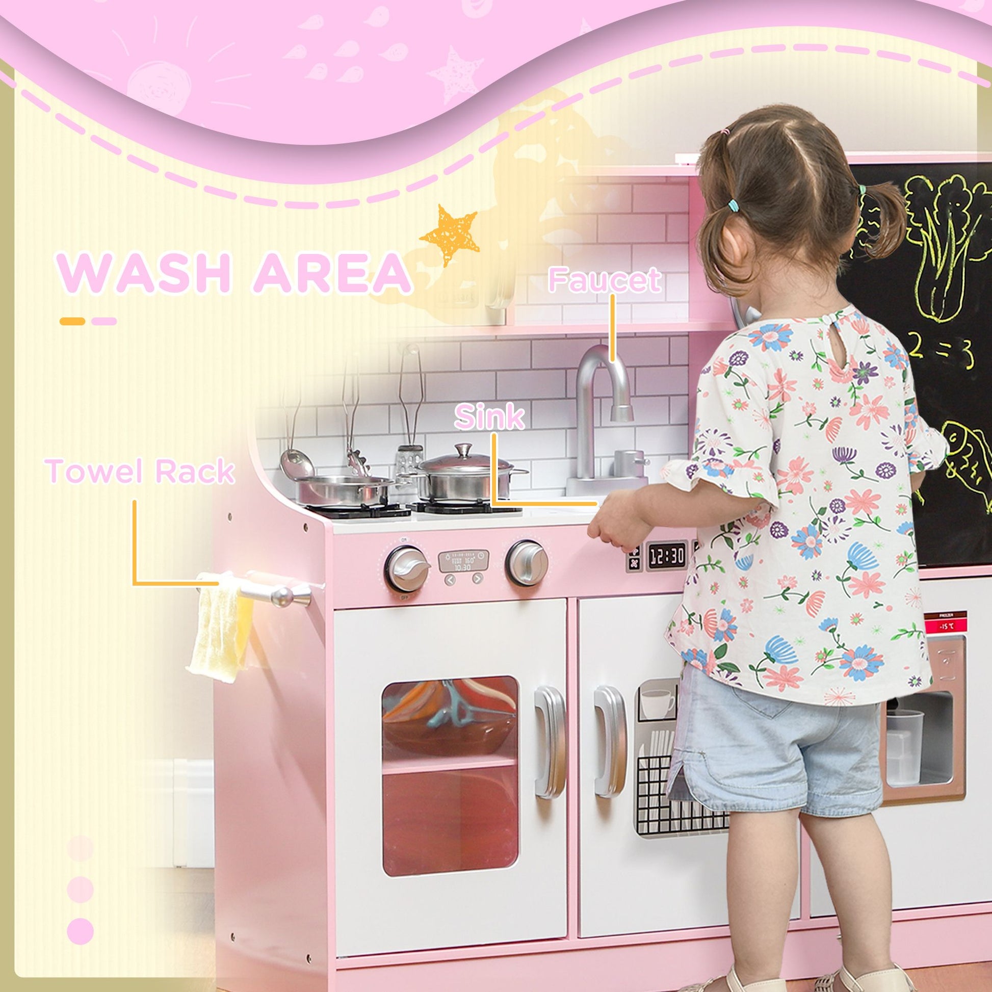 Little Play World DreamKitchen Deluxe kids play kitchen with stove, sink, and accessories for imaginative play.