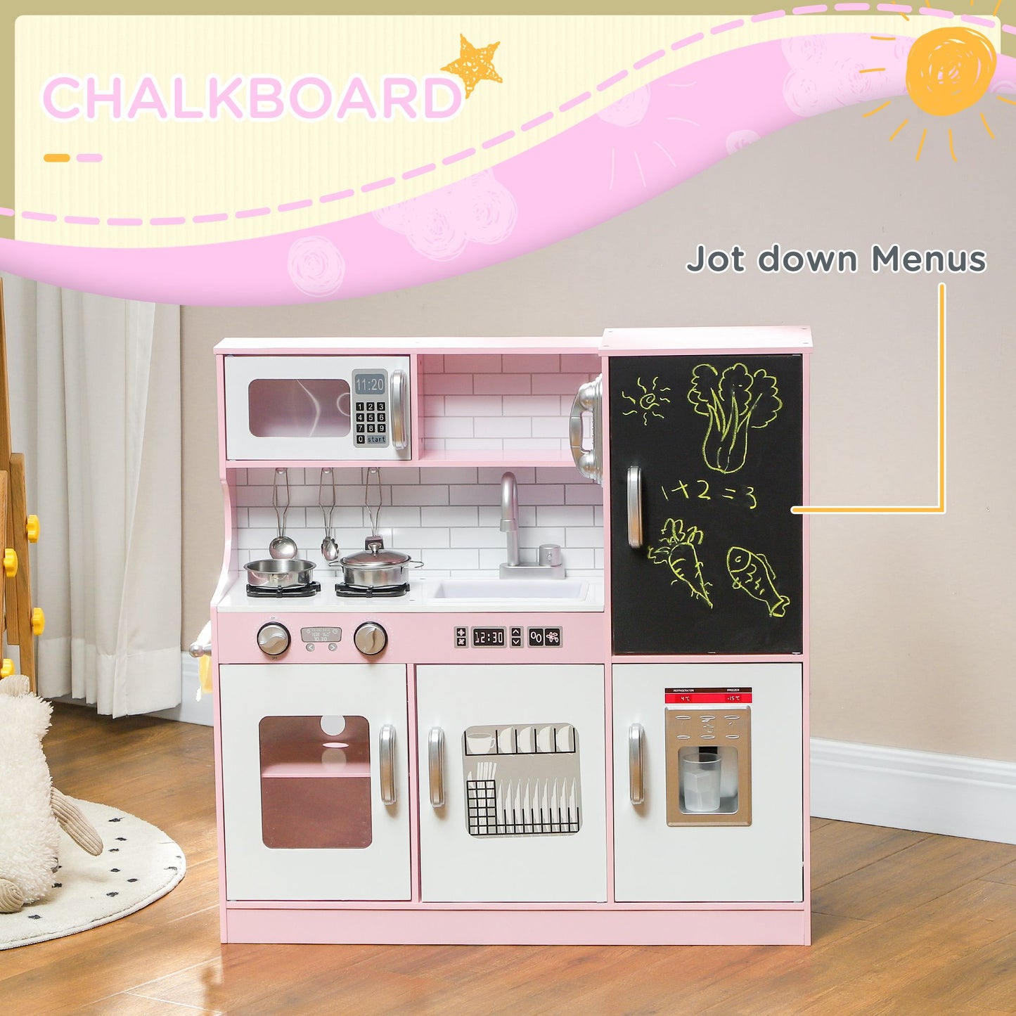 Little Play World DreamKitchen™ Deluxe kids play kitchen with stove, sink, and countertop for imaginative role-playing.