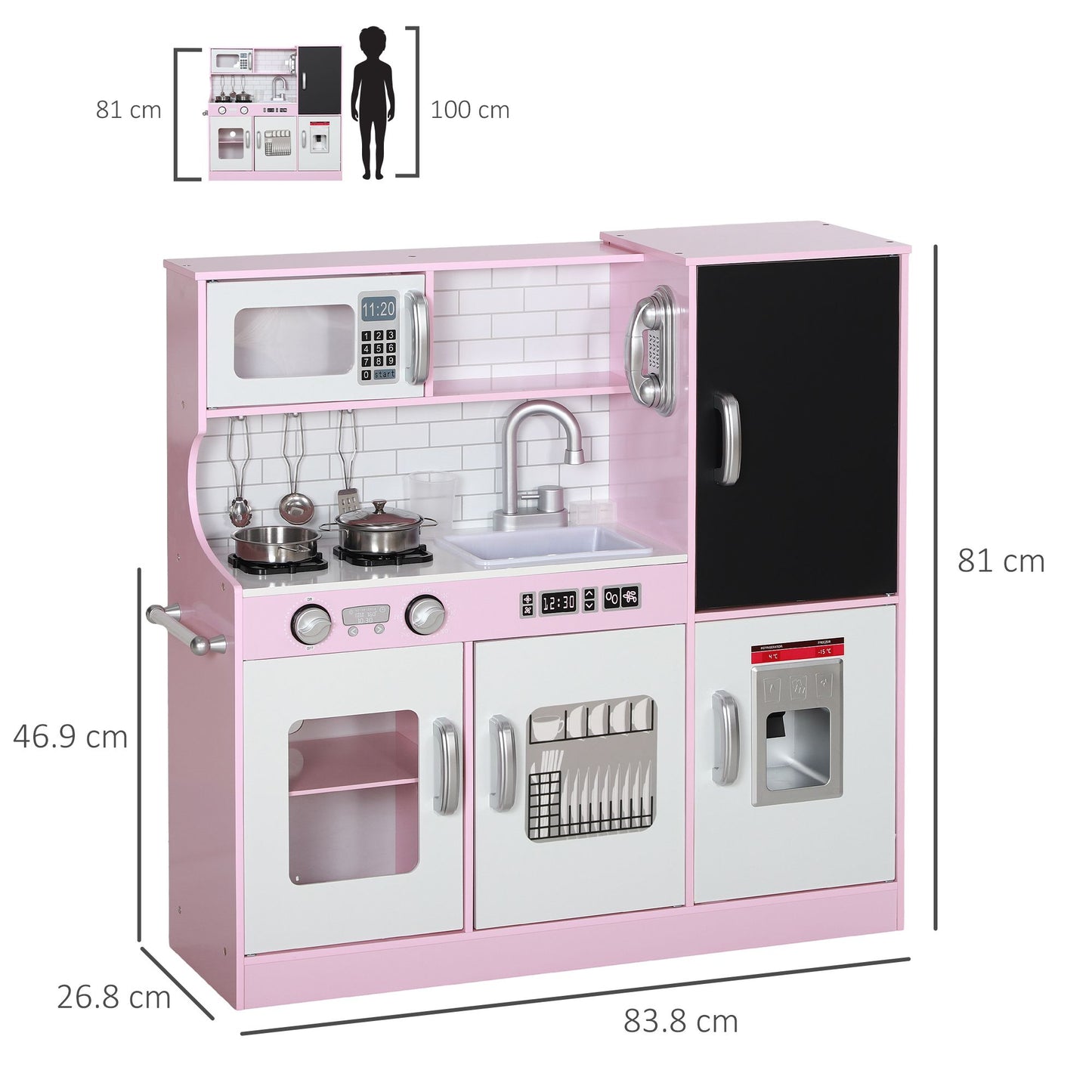 Little Play World DreamKitchen Deluxe kids play kitchen with stove, sink, and storage, designed for imaginative play.