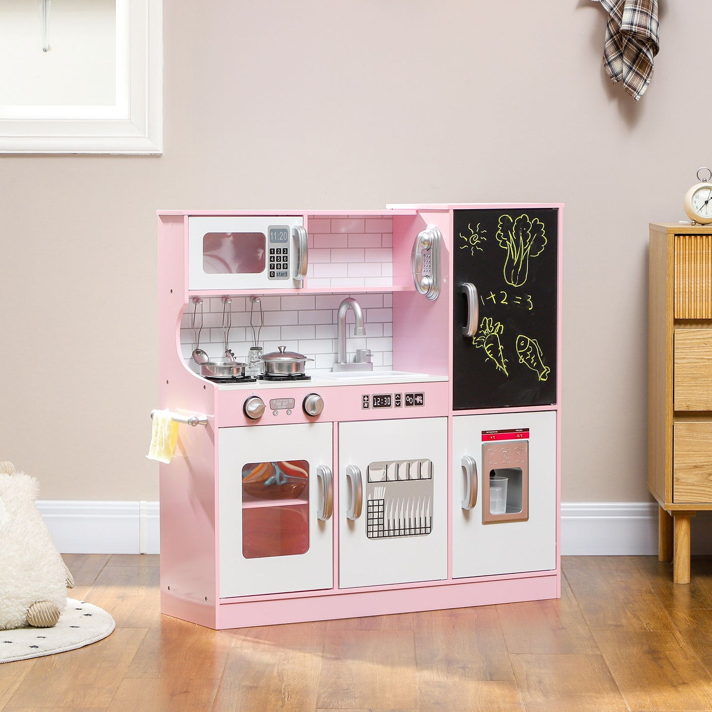 Little Play World DreamKitchen Deluxe kids play kitchen set with realistic stove, sink, and storage for imaginative play.