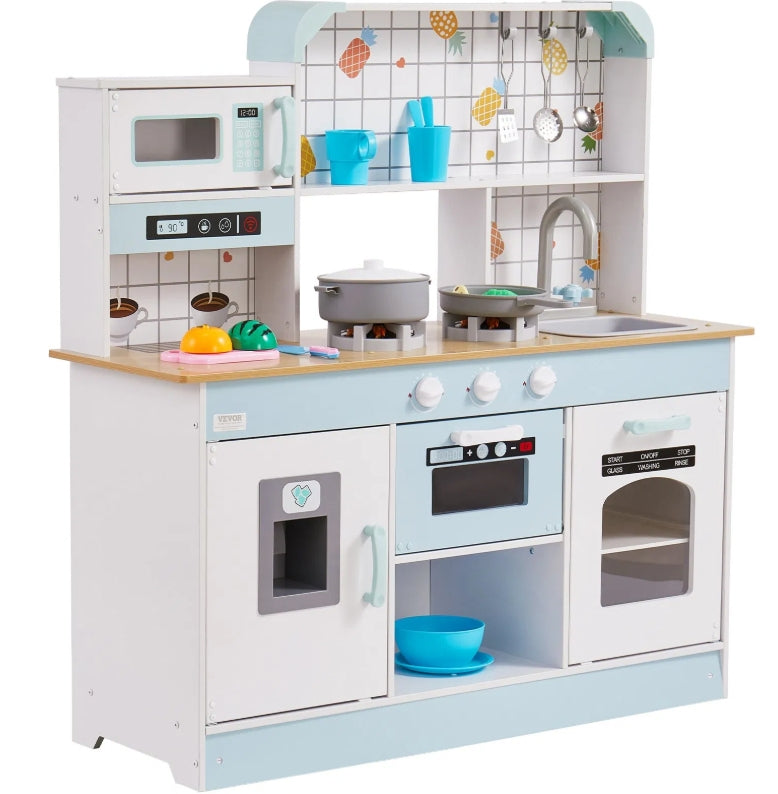 LittleChef™ Kids Kitchen Playset by Little Play World featuring pretend stove, sink, and colorful cooking accessories for kids' play.