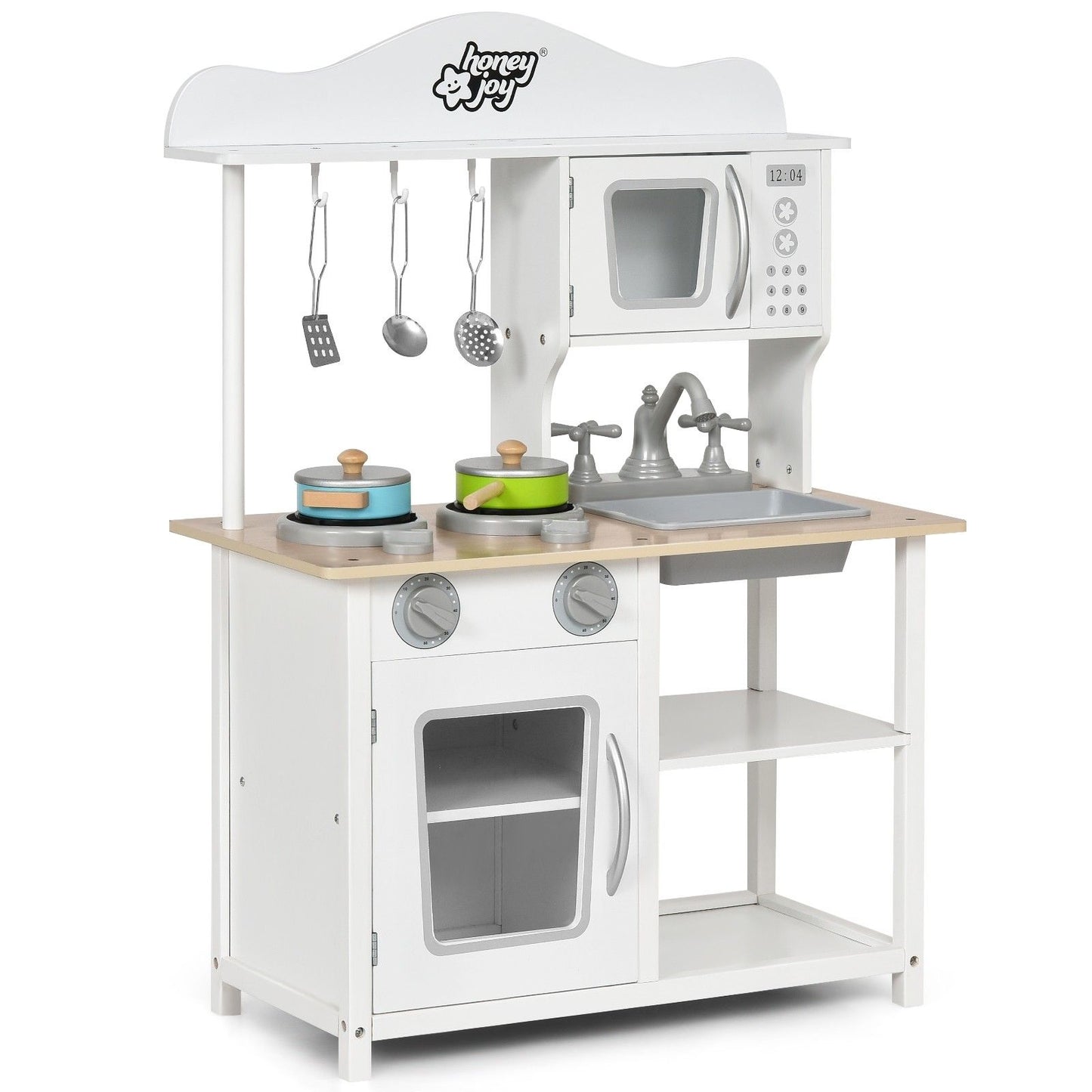 Little Play World Mini Chef home kitchen playset with wooden kitchenette, accessories for pretend cooking, perfect for kids' imaginative play.