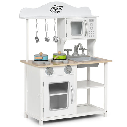 Little Play World Mini Chef home kitchen playset with wooden kitchenette, accessories for pretend cooking, perfect for kids' imaginative play.