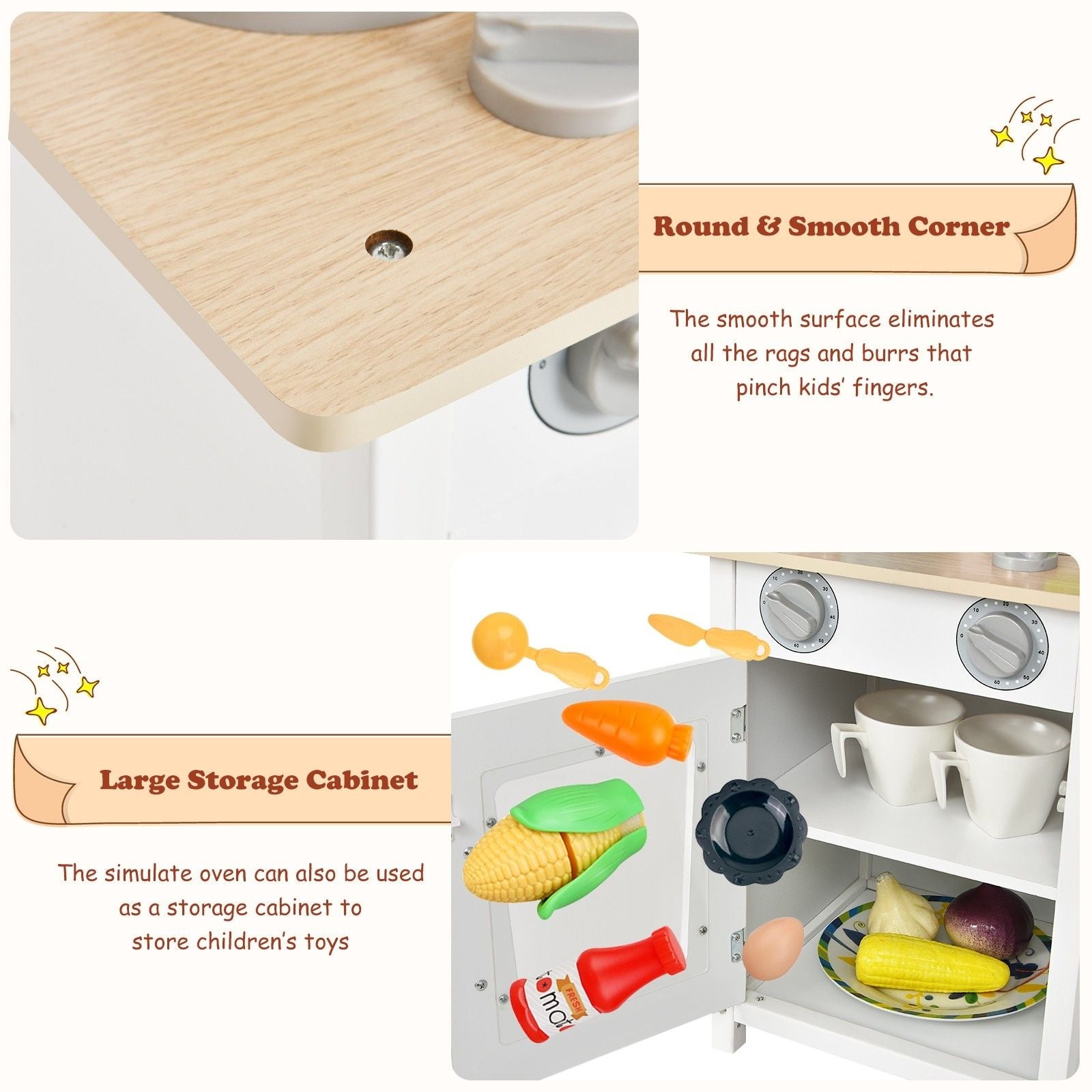 Mini Chef Home Kitchen toy set by Little Play World featuring a wooden kids play kitchen with accessories for pretend cooking.