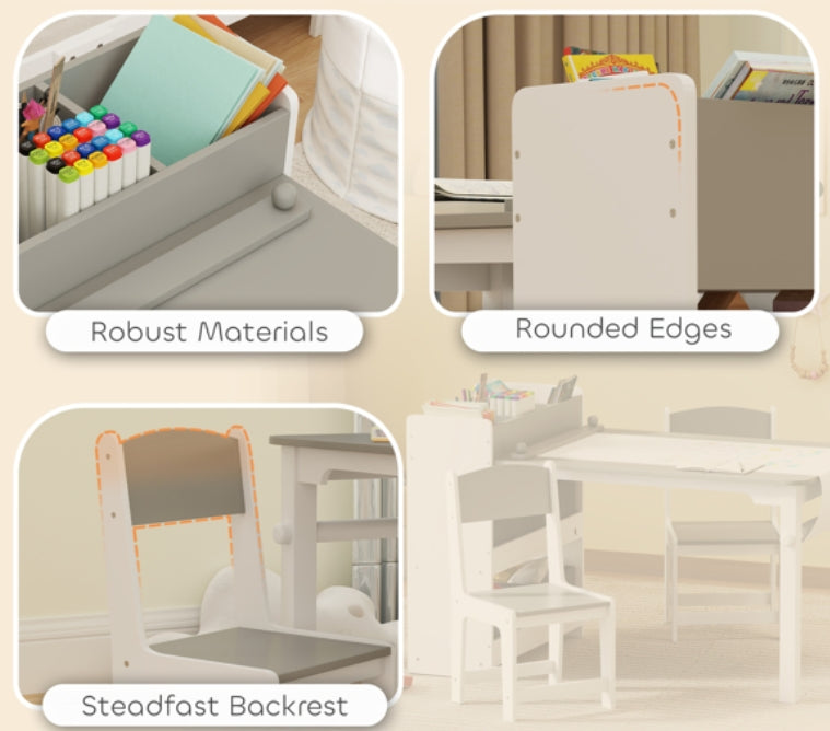 Little Play World™ Kids Activity Desk & Chair Set with Paper Roll, Storage Shelves & Drawers - Little Play World Store