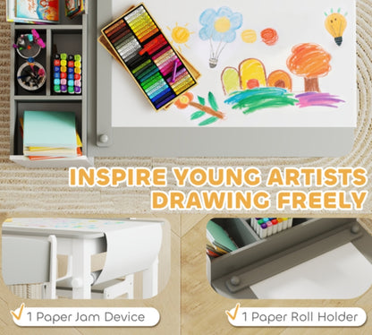 Little Play World™ Kids Activity Desk & Chair Set with Paper Roll, Storage Shelves & Drawers - Little Play World Store